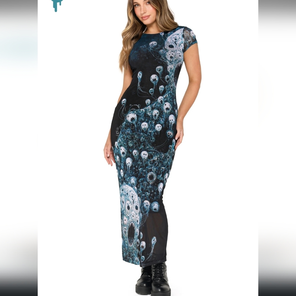 BNWT Blackmilk Energy Bubbles Bodycon Maxi Dress Size L